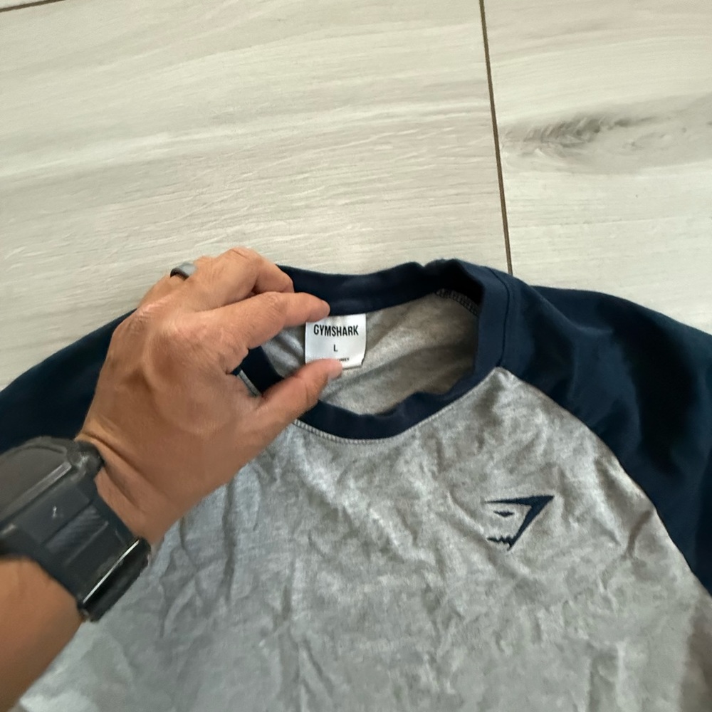 Gymshark Navy and Gray Raglan Tee